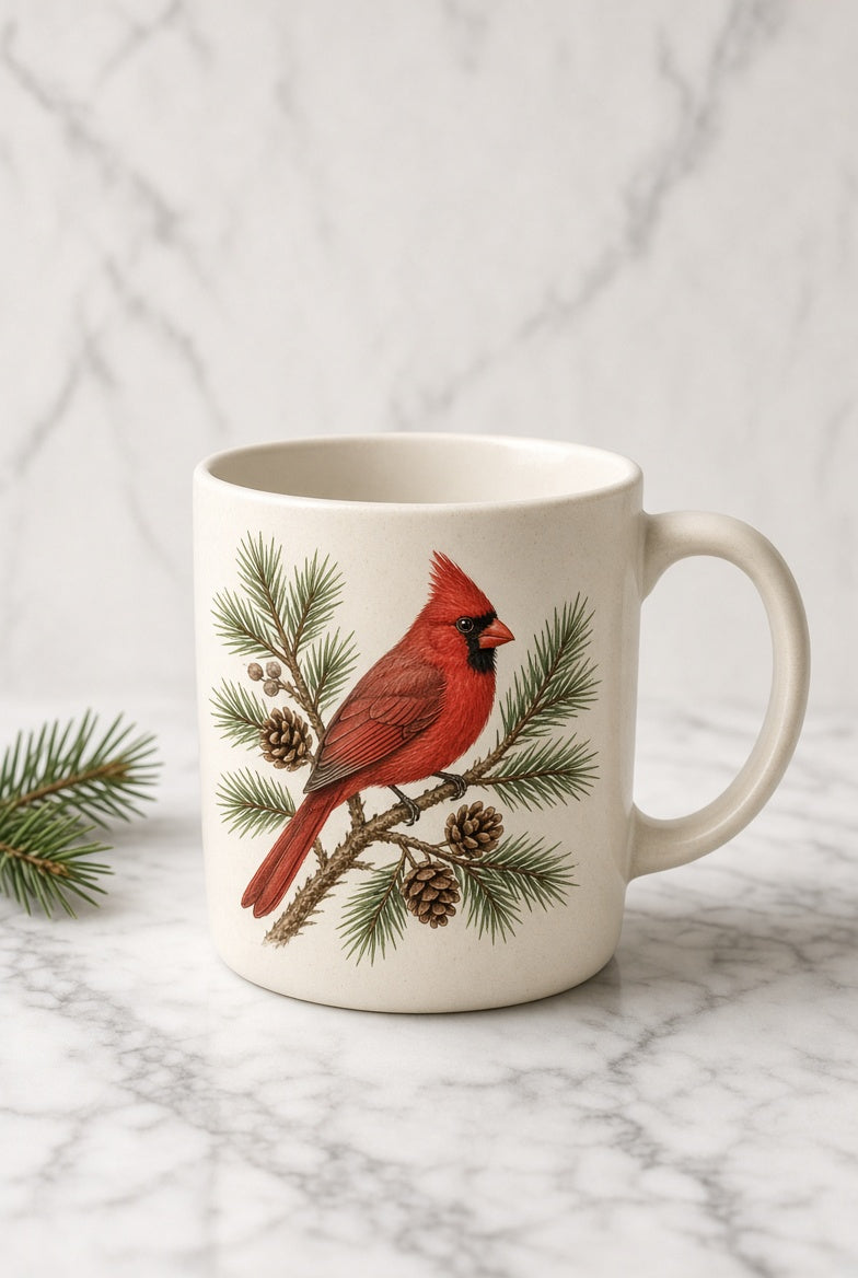 Cardinal on Pine Mug
