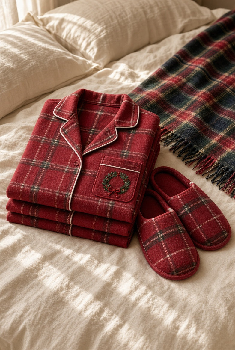 Cranberry Wreath Pajama Set
