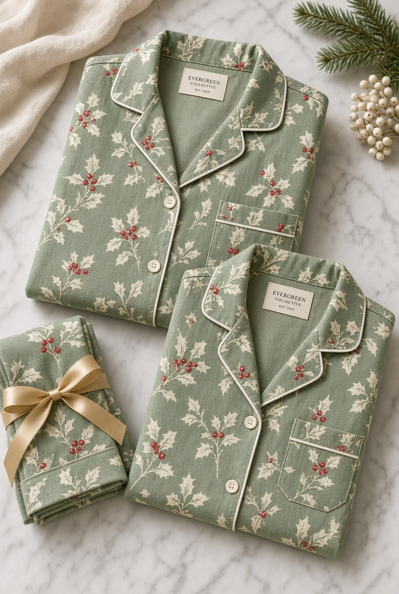 Sage Holly Family Pajamas