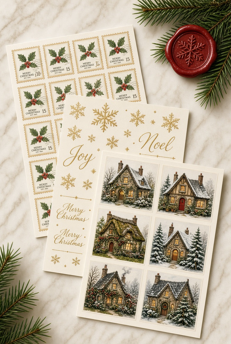 Cottage Postage Sticker Trio